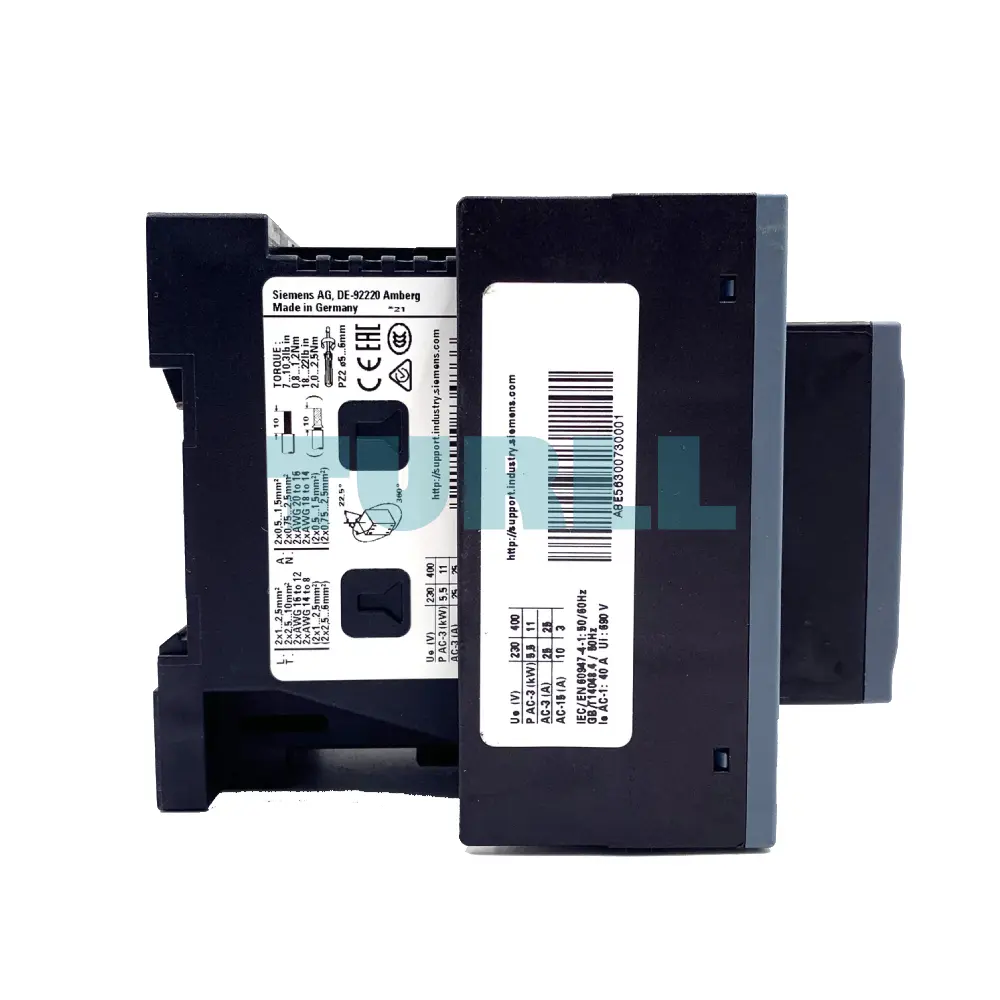 Siemens 3RT2526-1BM40 Power Contactor AC-3, 25A, 11kW, 4-Pole, 220V DC, S0 Size