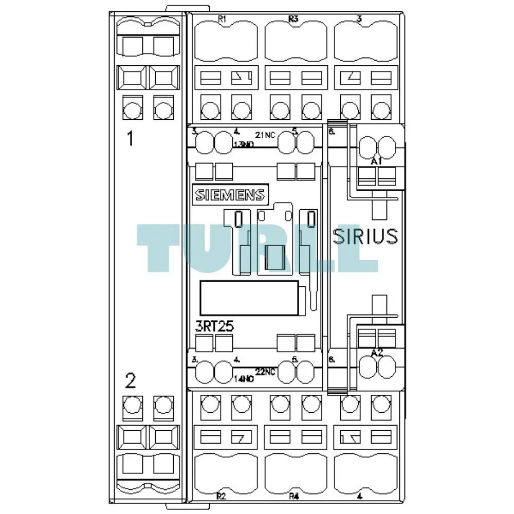 Siemens 3RT2526-2AC20 Power Contactor 25A, 11 kW / 400V, 4-Pole, AC-3