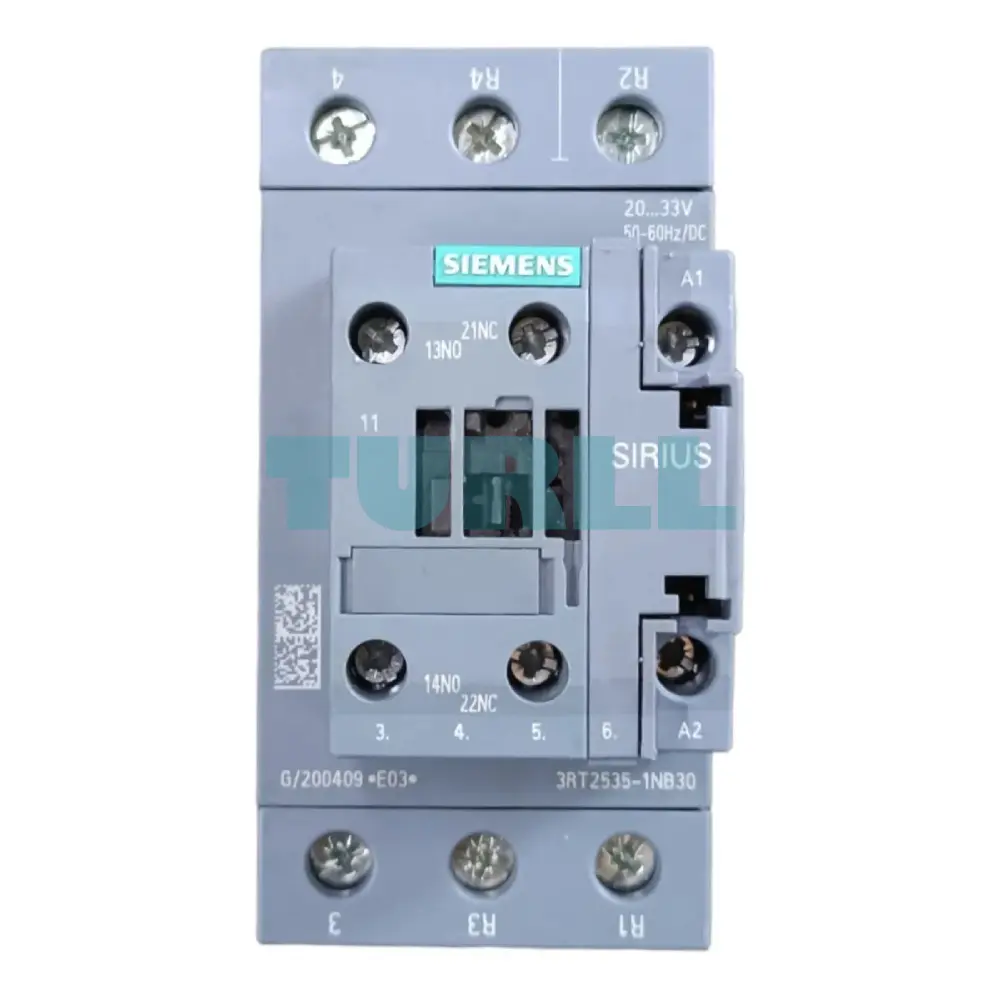 Siemens 3RT2535-1NB30 Power Contactor 35A, 4-Pole, 18.5kW / 400V, Integrated Varistor