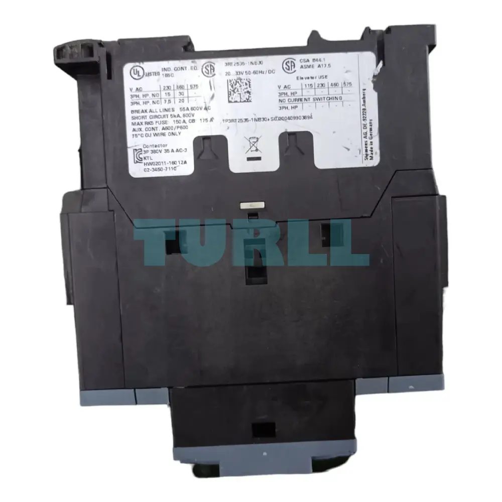 Siemens 3RT2535-1NB30 Power Contactor 35A, 4-Pole, 18.5kW / 400V, Integrated Varistor