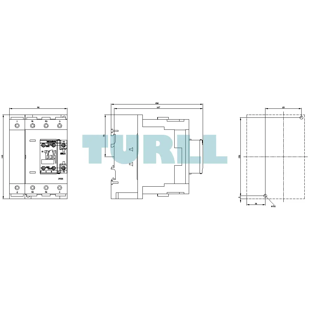 Siemens 3RT2545-1AP60 Power Contactor 80A, AC-3, 37kW/400V, 4-Pole, S3 Size, 220/240V