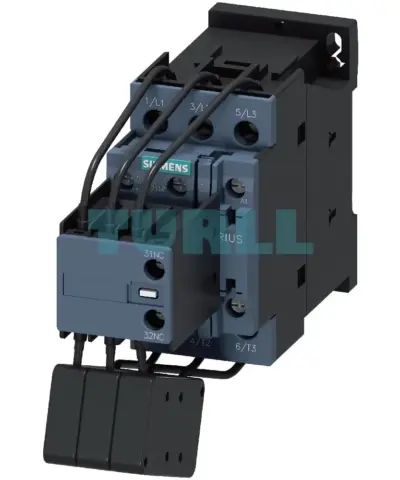 Siemens 3RT2617-1BB43 Capacitor Contactor, AC-6b 12.5 kVAr, 24V DC, 3-Pole, Size S00