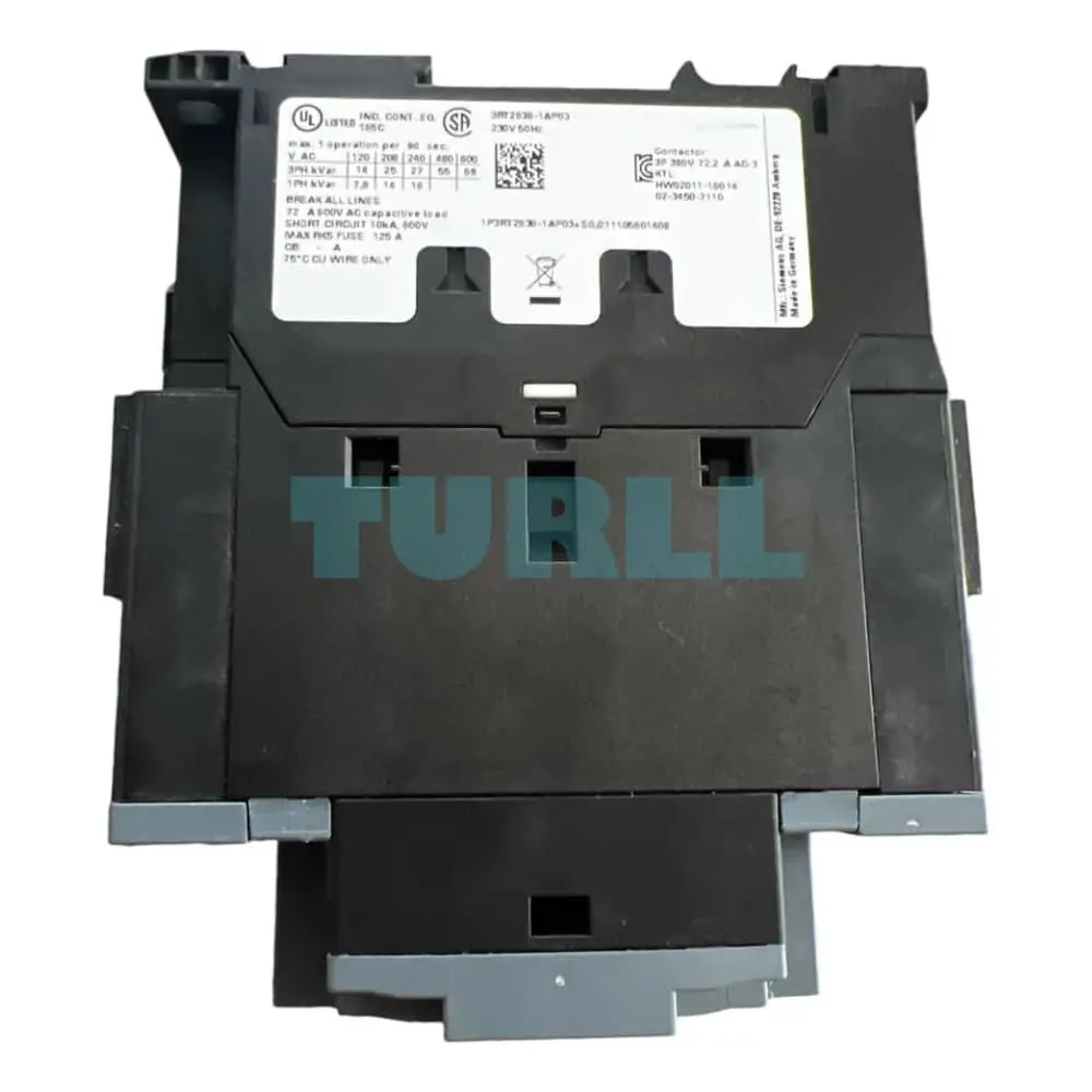 Siemens 3RT2636-1AP03 SIRIUS Capacitor Contactor, S2 Size, 50 kVAr / 400V, 3-Pole, 230V AC Coil, 1 NO + 1 NC Auxiliary Contact Original Brand New 3 Siemens 3RT2636-1AP03 SIRIUS Capacitor Contactor, S2 Size, 50 kVAr / 400V, 3-Pole, 230V AC Coil, 1 NO + 1 NC Auxiliary Contact