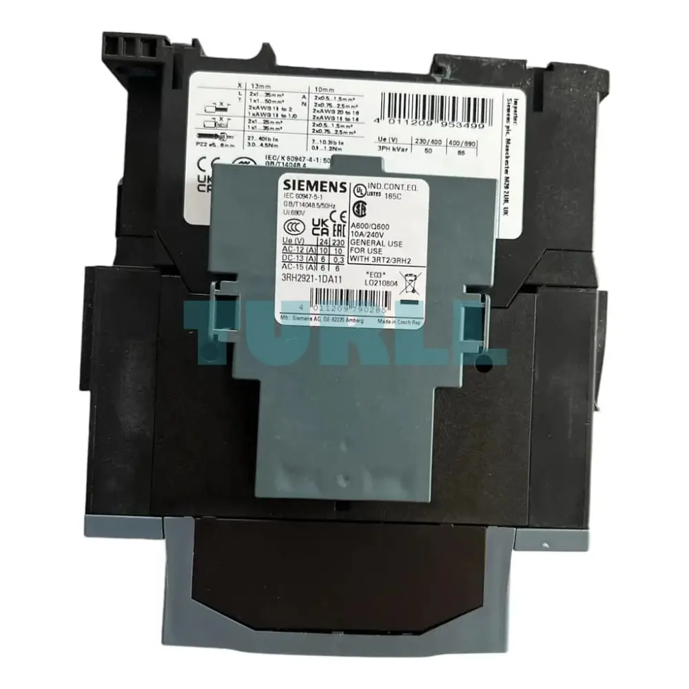 Siemens 3RT2636-1AP03 SIRIUS Capacitor Contactor, S2 Size, 50 kVAr / 400V, 3-Pole, 230V AC Coil, 1 NO + 1 NC Auxiliary Contact Original Brand New 2 Siemens 3RT2636-1AP03 SIRIUS Capacitor Contactor, S2 Size, 50 kVAr / 400V, 3-Pole, 230V AC Coil, 1 NO + 1 NC Auxiliary Contact