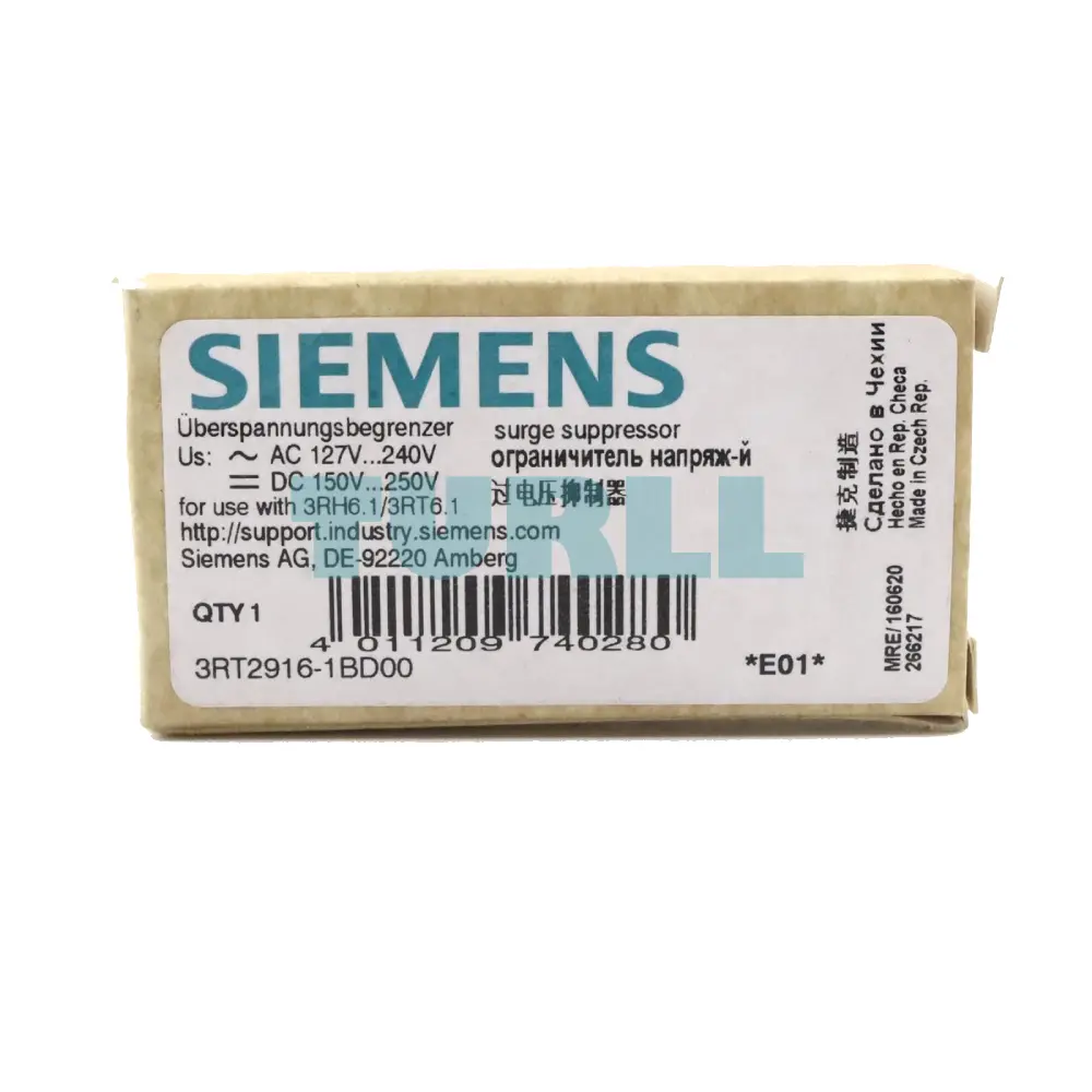 Siemens 3RT2916-1BD00 Surge Suppressor Varistor 127–240V AC, For 3RT2.1 & 3RH2 Contactors Original Brand New 5 Siemens 3RT2916-1BD00 Surge Suppressor Varistor 127–240V AC, For 3RT2.1 & 3RH2 Contactor