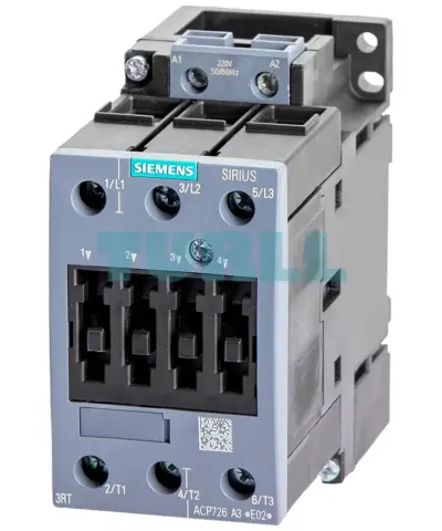 Siemens 3RT5035-1BB40 Contactor DC 24V, AC3 18.5 kW, 3-Pole, S2 Screw Terminal