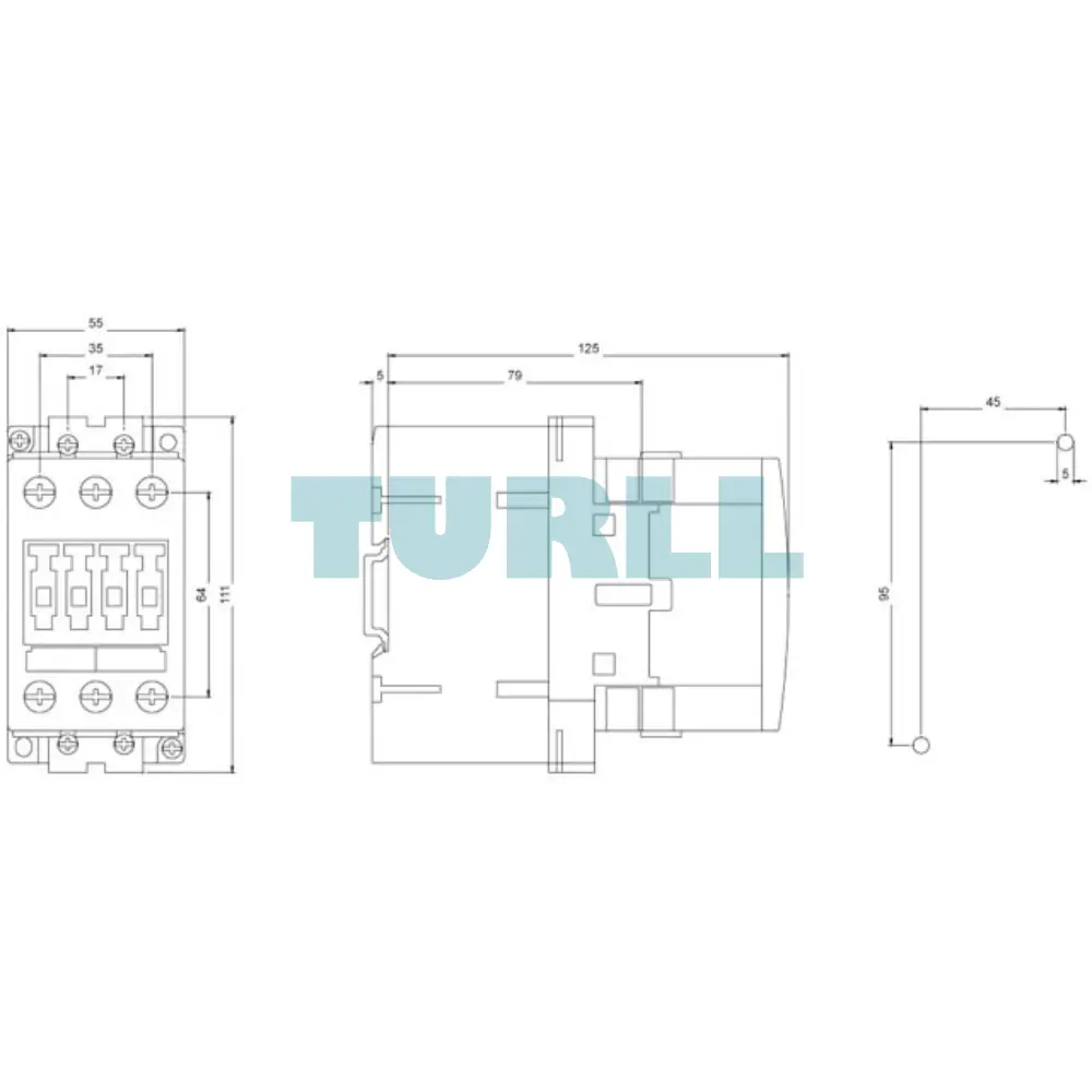 Siemens 3RT5035-1BB40 Contactor DC 24V, AC3 18.5 kW, 3-Pole, S2 Screw Terminal