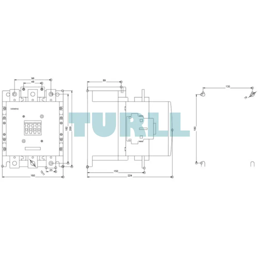 Siemens 3RT5076-6AF36 Contactor 110-127V AC/DC, 3-Pole, S12, 250 kW, 2 NO + 2 NC
