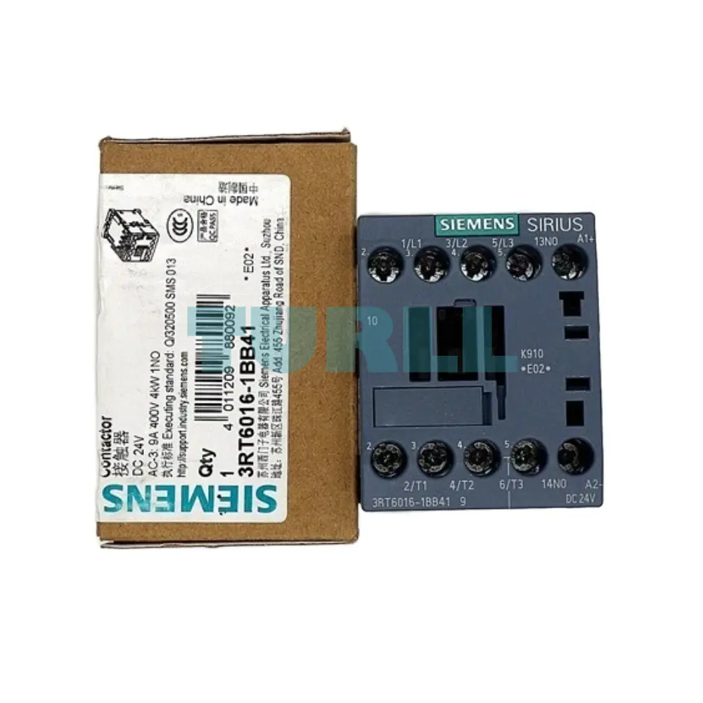 Siemens 3RT6016-1BB41 Contactor DC 24V, AC-3 4kW, 400V, 3-Pole, S00, 1NO, Screw Terminal