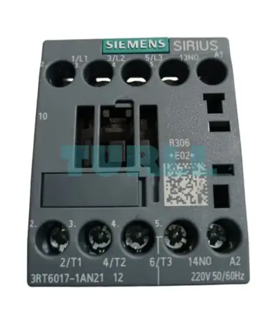 Siemens 3RT6017-1AN21 Contactor AC 220V 50/60Hz, AC-3 5.5kW, 3-Pole, 1NO, Size S00