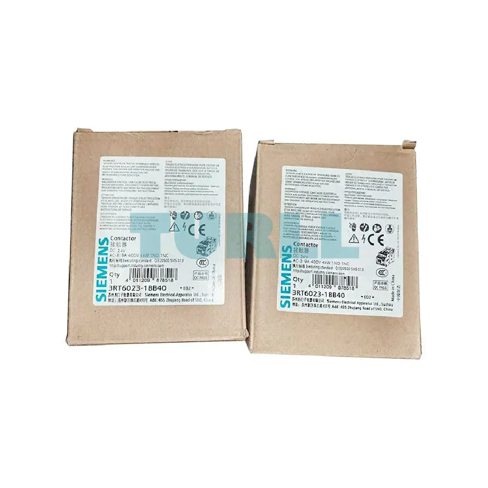 Siemens 3RT6023-1BB40 Contactor DC 24V 3-Pole, 4 kW, Size S0 Original Brand New 2 Siemens 3RT6023-1BB40 Contactor DC 24V 3-Pole, 4 kW, Size S0