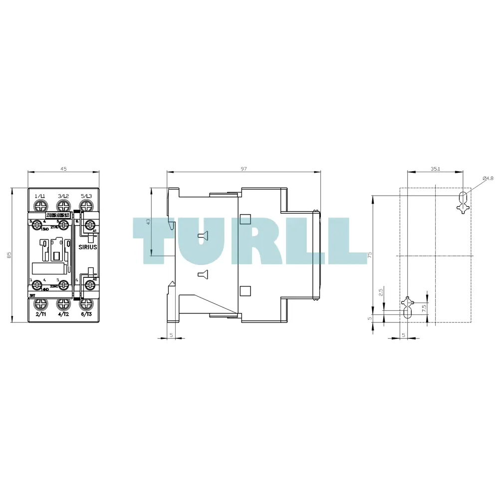 Siemens 3RT6025-1AC20 Contactor AC 24V, 7.5 kW 400V, 3-Pole