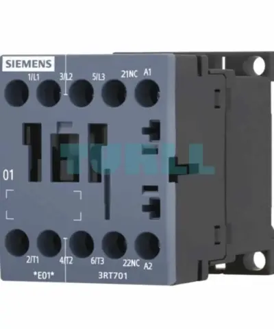 Siemens 3RT7016-1AN22 Contactor 9A, 4kW, 220V AC Coil, 1NC, Size S00, Screw Terminal