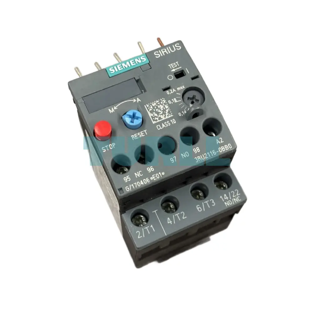 Siemens 3RU2116-0BB0 Thermal Overload Relay 0.14–0.20A, S00 Motor Protection, Class 10 Original Brand New 1 Siemens 3RU2116-0BB0 Thermal Overload Relay 0.14–0.20A, S00 Motor Protection, Class 1
