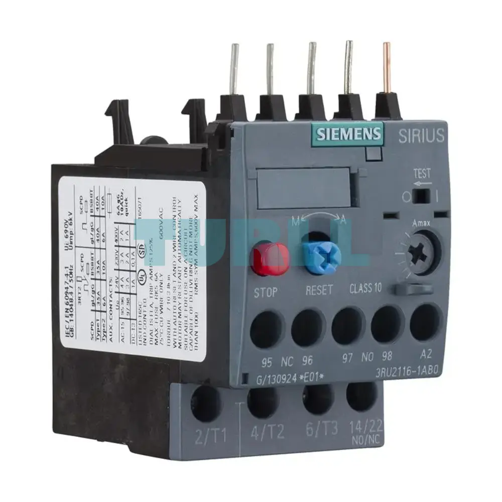 Siemens 3RU2116-0CB0 Thermal Overload Relay 0.18–0.25A for Motor Protection, Size S00, Class 10 Original Brand New 5 Siemens 3RU2116-0CB0 Thermal Overload Relay 0.18–0.25A for Motor Protection, Size S00, Class 10