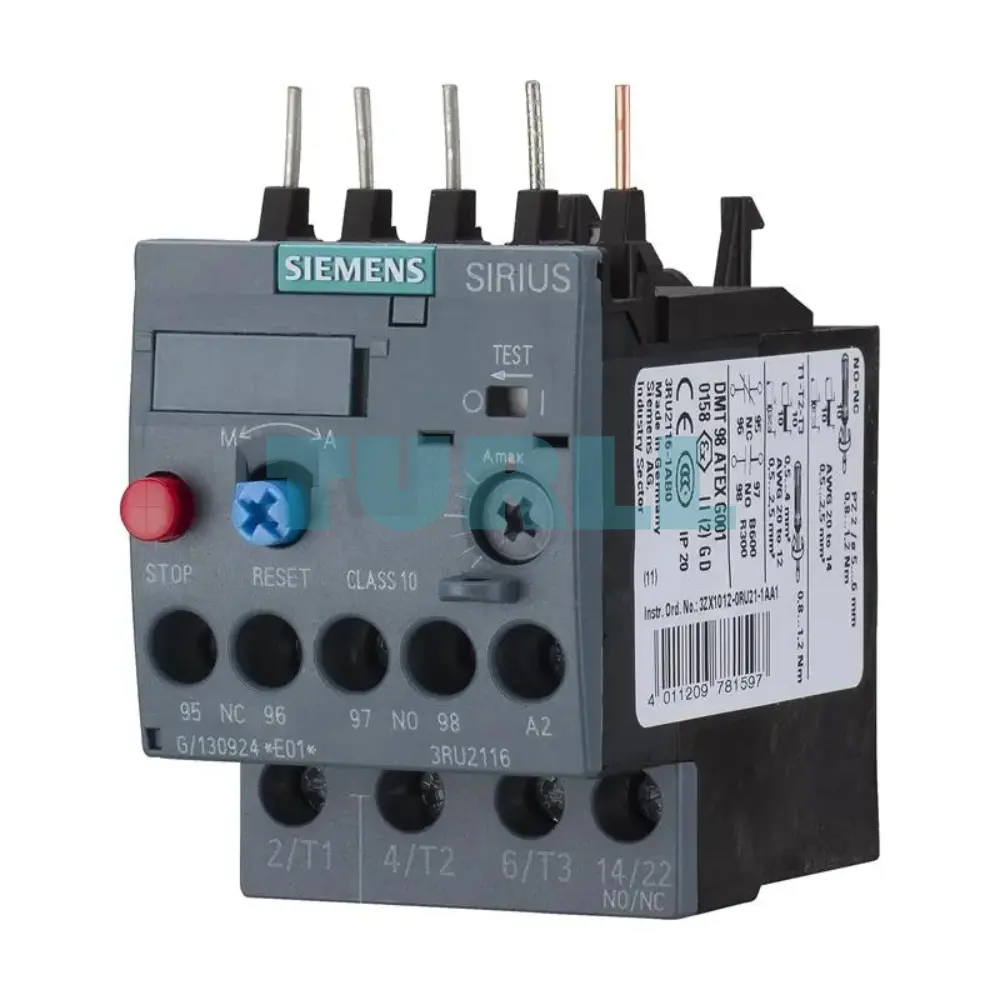 Siemens 3RU2116-0CB0 Thermal Overload Relay 0.18–0.25A for Motor Protection, Size S00, Class 10 Original Brand New 4 Siemens 3RU2116-0CB0 Thermal Overload Relay 0.18–0.25A for Motor Protection, Size S00, Class 10