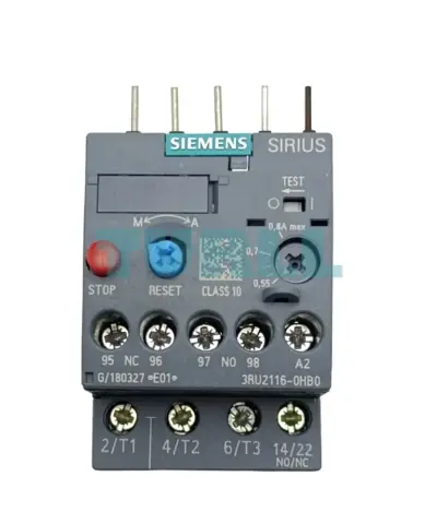 Siemens 3RU2116-0HB0 Thermal Overload Relay, 0.55–0.80A, Motor Protection, Size S00, Class 10