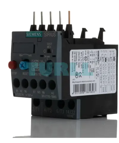 Siemens 3RU2116-1BB0 Overload Relay, 1.4–2.0A, Thermal Motor Protection, Size S00, Class 10