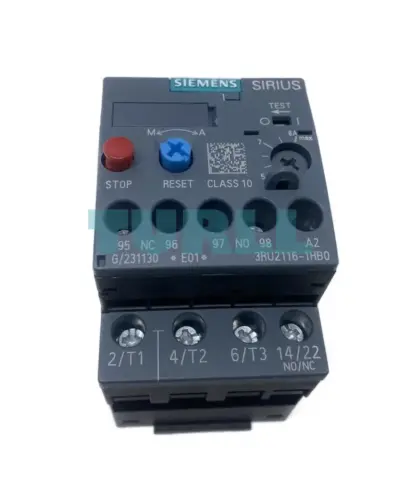 Siemens 3RU2116-1HB0 Overload Relay 5.5–8.0A Thermal Motor Protection, Size S00, Class 10