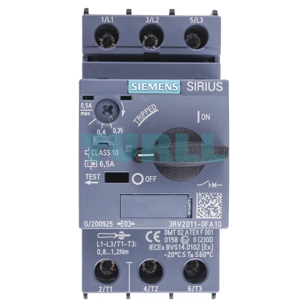 Siemens 3RV2011-0FA10 Motor Protection Circuit Breaker, Size S00, CLASS 10, 0.35–0.5 A Original Brand New 1 Siemens 3RV2011-0FA10 Motor Protection Circuit Breaker, Size S00, CLASS 10, 0.35–0.5 A