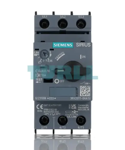 Siemens 3RV2011-0HA10 Motor Protection Circuit Breaker S00, 0.55–0.8A, Class 10