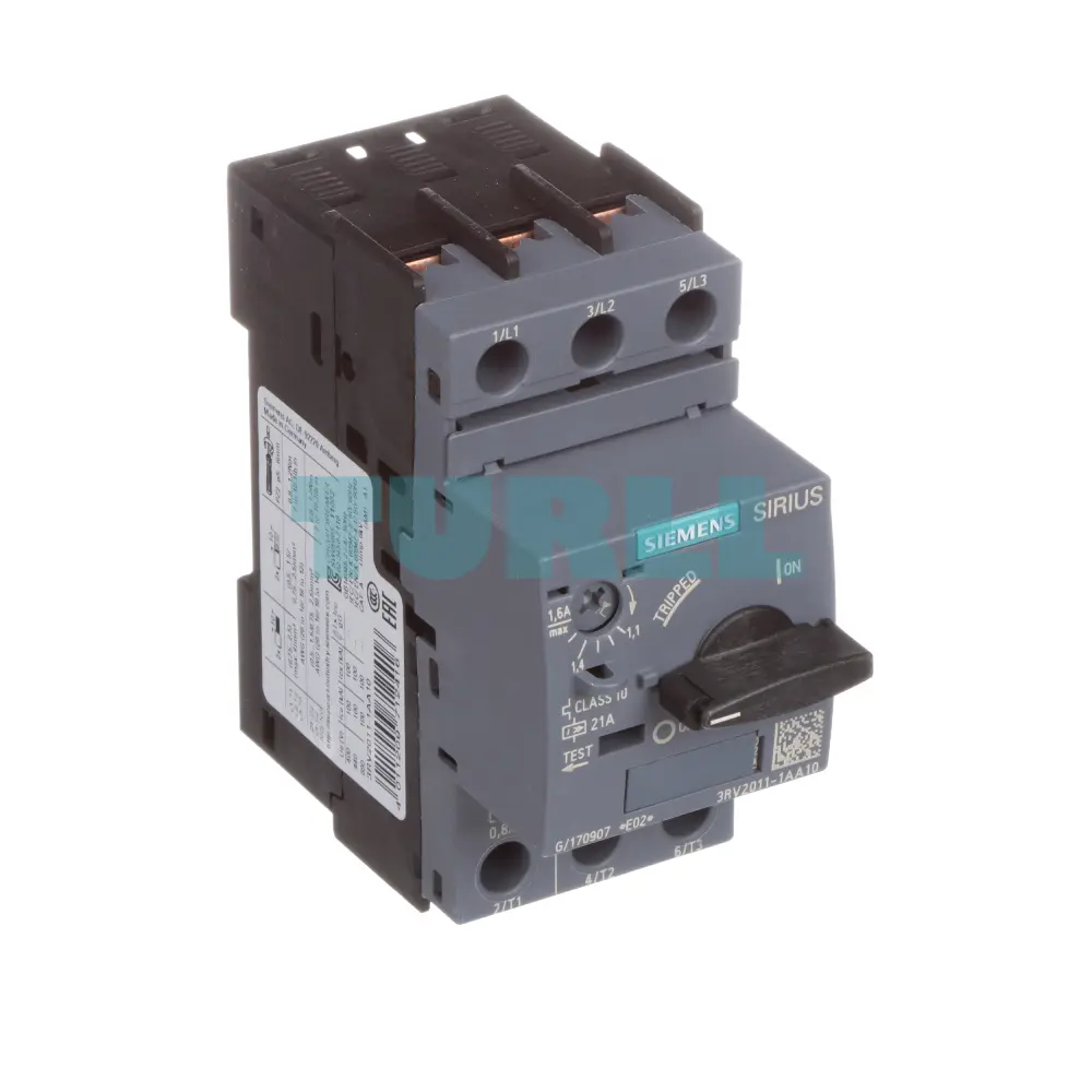 Siemens 3RV2011-1AA10 Circuit Breaker, S00, Motor Protection, CLASS 10, 1.1–1.6 A Original Brand New 5 Siemens 3RV2011-1AA10 Circuit Breaker, S00, Motor Protection, CLASS 10, 1.1–1.6 A