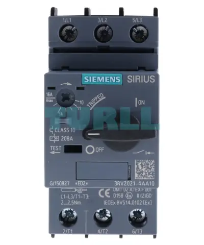 Siemens 3RV2021-4AA10 SIRIUS Motor Starter Protector, Size S0, 10-16 A, Class 10