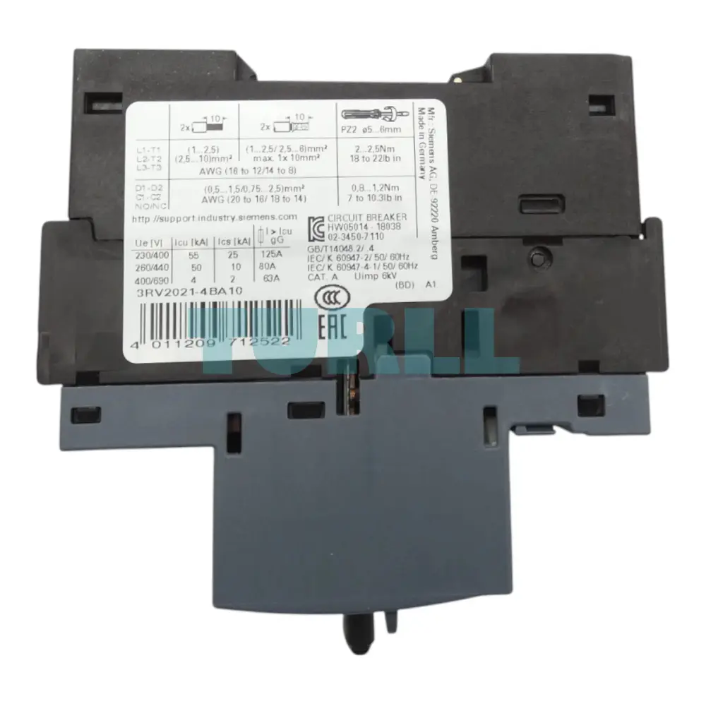 Siemens 3RV2021-4BA10 Motor Protection Circuit Breaker Size S0, 13–20A Original Brand New 6 Siemens 3RV2021-4BA10 Motor Protection Circuit Breaker Size S0, 13–20A