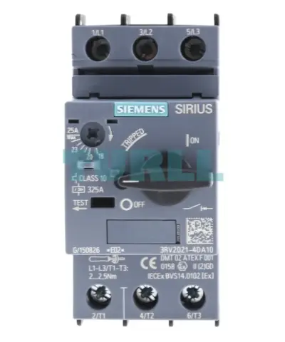 Siemens 3RV2021-4DA10 Motor Protection Circuit Breaker S0, Class 10, 18–25A
