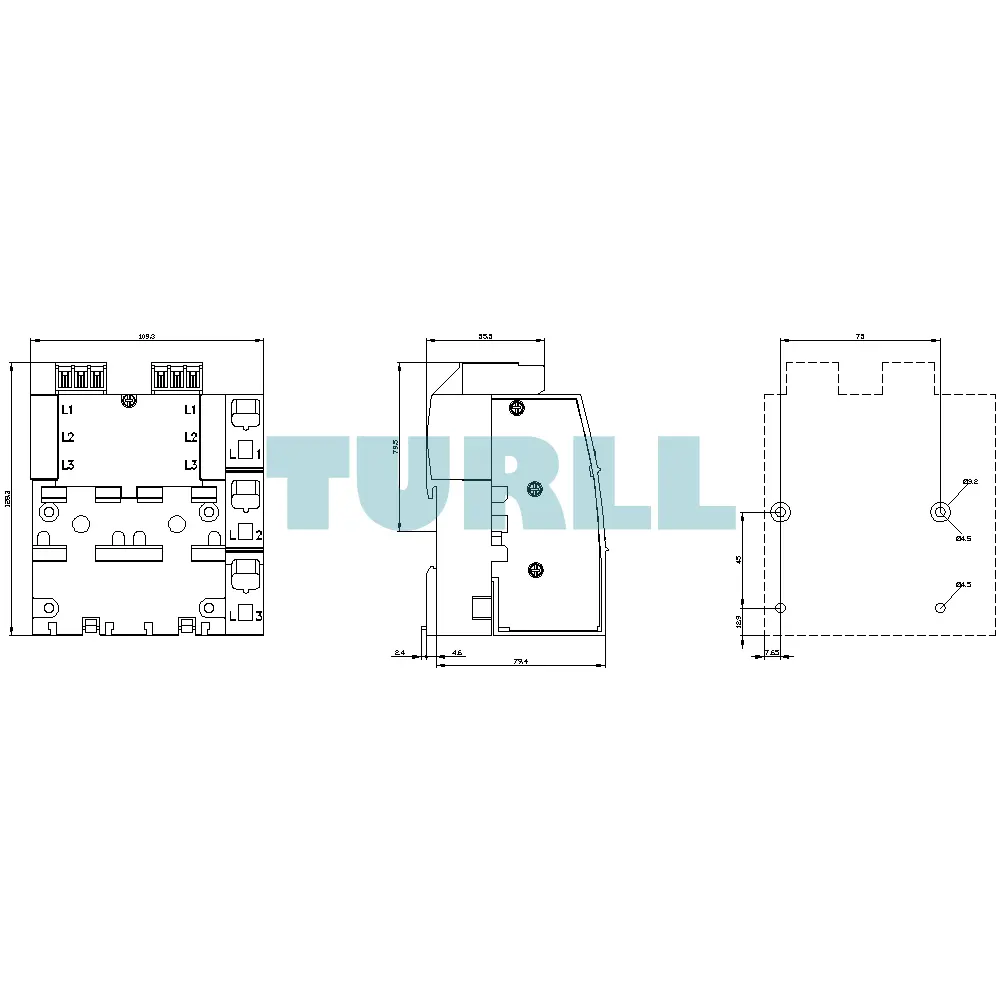 Siemens 3RV2917-1E SIRIUS 3-Phase Busbar, Infeed Right, for 2 Circuit Breakers, Size S00 and S0
