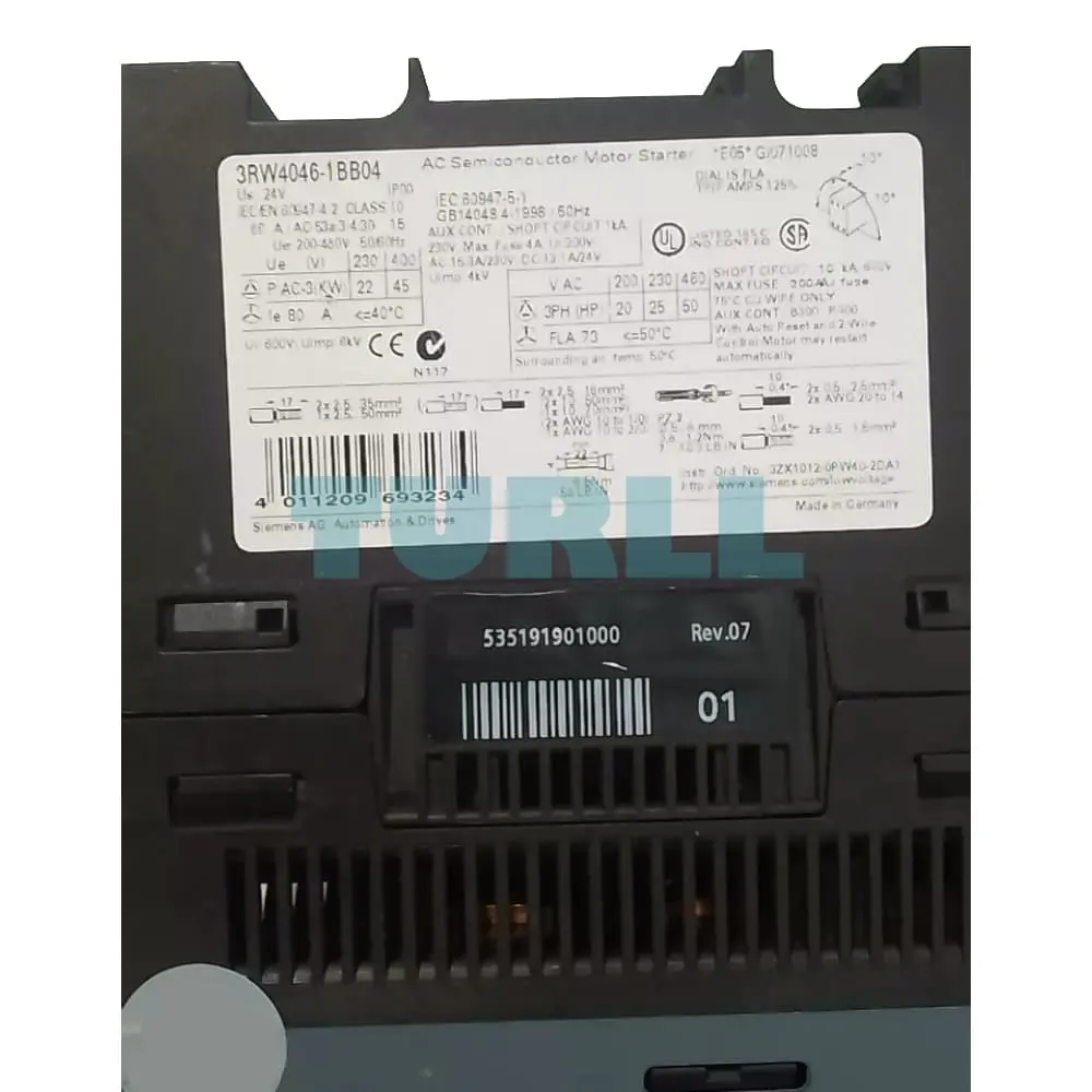 3RW4046-1BB04 Siemens SIRIUS Soft Starter S3 Original Brand New 2 3RW4046-1BB04 Siemens SIRIUS Soft Starter S3