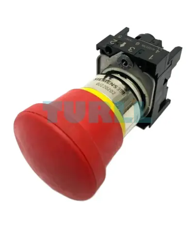 Siemens 3SU1050-1HA20-0AA0 Emergency Stop Mushroom Pushbutton, 22mm, Red, Metal