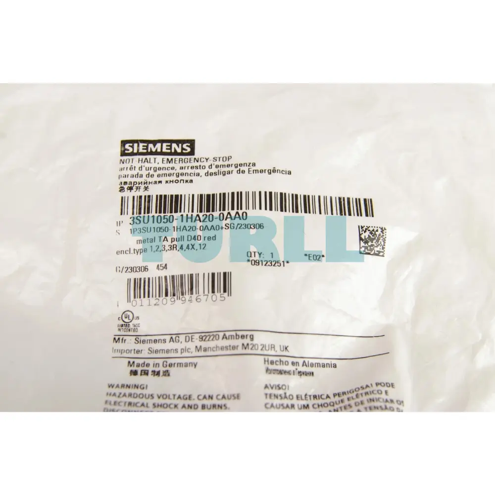 Siemens 3SU1050-1HA20-0AA0 Emergency Stop Mushroom Pushbutton, 22mm, Red, Metal Original Brand New 3 Siemens 3SU1050-1HA20-0AA0 Emergency Stop Mushroom Pushbutton, 22mm, Red, Metal