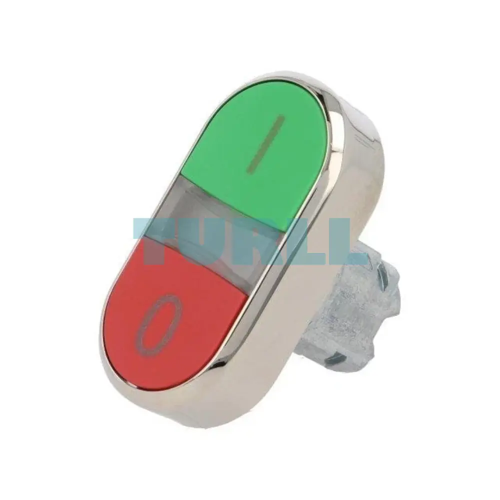 Siemens 3SU1050-3AB42-0AK0 Twin Pushbutton 22 mm, Metal, Green I/Red O, Flat