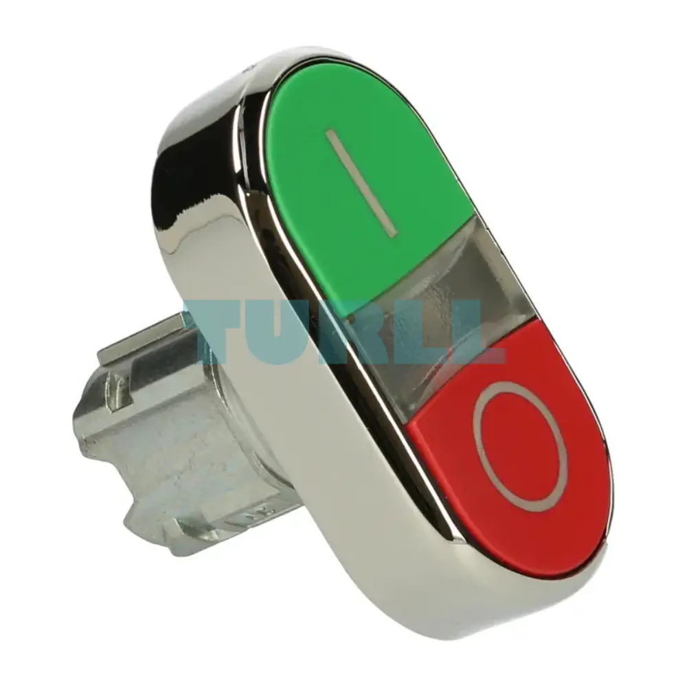 Siemens 3SU1050-3AB42-0AK0 Twin Pushbutton 22 mm, Metal, Green I/Red O, Flat