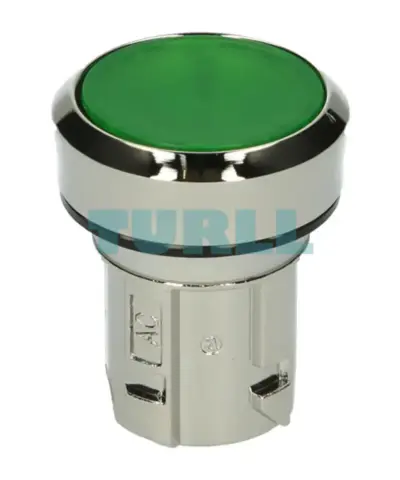 Siemens 3SU1051-0AB40-0AA0 Illuminated Pushbutton 22mm, Green, Metal, Flat, Momentary
