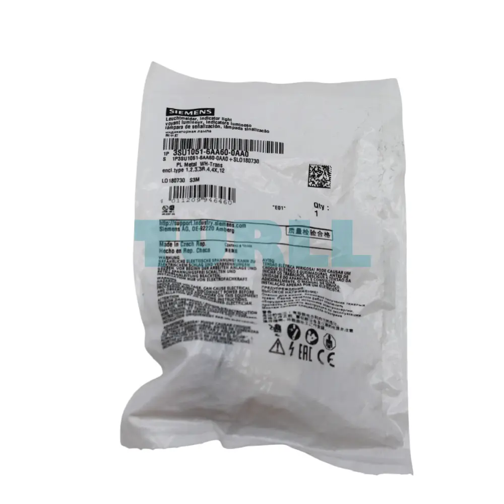 Siemens 3SU1051-6AA60-0AA0 Round Metal, White, Indicator Light, 22mm Original Brand New 3 Siemens 3SU1051-6AA60-0AA0 Round Metal, White, Indicator Light, 22mm