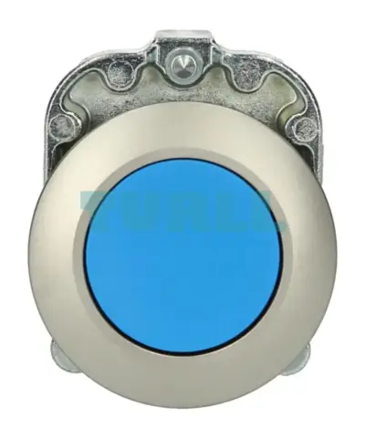 Siemens 3SU1060-0JB50-0AA0 Blue Metal Pushbutton, 30 mm, Round, Momentary, Flush-Mount Design