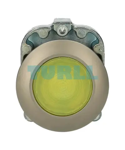 Siemens 3SU1061-0JA30-0AA0 Illuminated Pushbutton, 30mm, Yellow, Metal, Flush-Mount, Latching