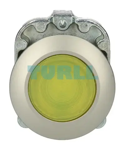 Siemens 3SU1061-0JB30-0AA0 Illuminated Pushbutton, 30 mm, Metal Yellow Flush Mount Momentary