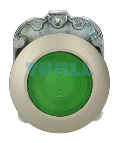 Siemens 3SU1061-0JB40-0AA0 Illuminated Pushbutton Switch, 30mm, Metal Green Momentary Flush Mount