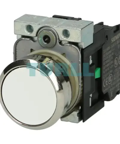 Siemens 3SU1150-0AB60-1BA0 Metal Pushbutton Switch, 22mm, White Flat Momentary, 1N