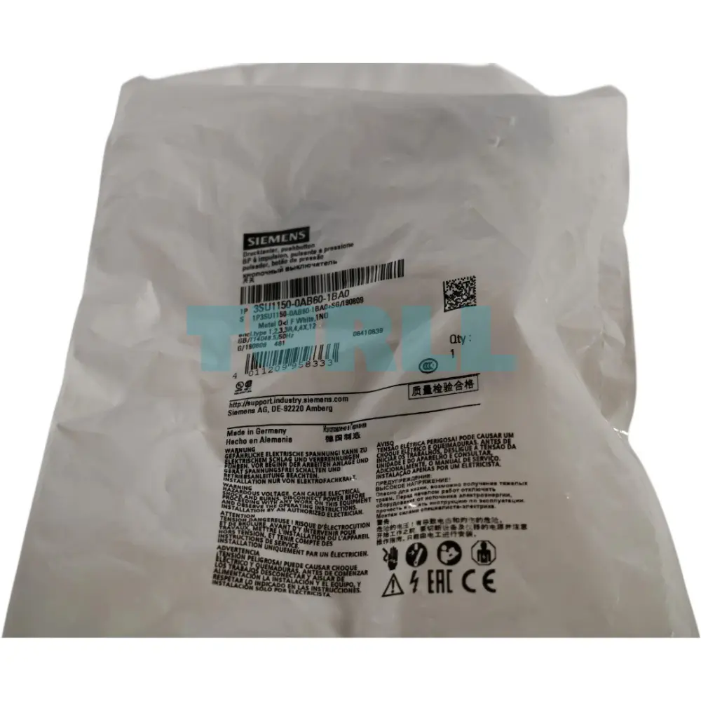 Siemens 3SU1150-0AB60-1BA0 Metal Pushbutton Switch, 22mm, White Flat Momentary, 1NO Original Brand New 2 Siemens 3SU1150-0AB60-1BA0 Metal Pushbutton Switch, 22mm, White Flat Momentary, 1N