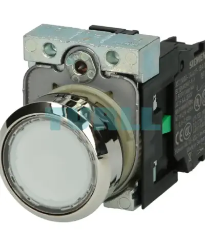 Siemens 3SU1150-0AB70-1BA0 Metal Pushbutton, 22mm, Momentary Contact, 1 NO, Screw Terminal