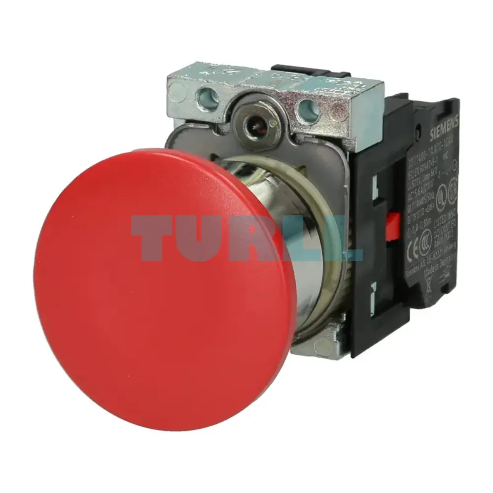 Siemens 3SU1150-1BA20-1CA0 Mushroom Pushbutton 22mm, Red Metal, Latching Original Brand New 1 Siemens 3SU1150-1BA20-1CA0 Mushroom Pushbutton 22mm, Red Metal, Latching