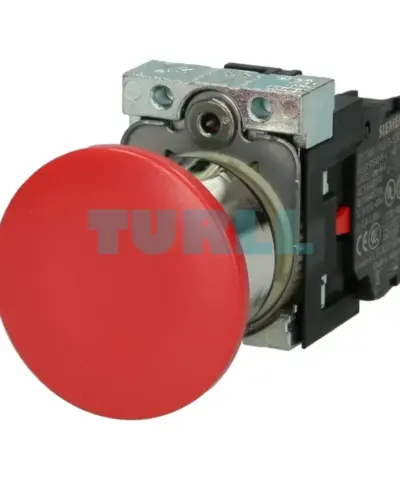 Siemens 3SU1150-1BA20-1CA0 Mushroom Pushbutton 22mm, Red Metal, Latching