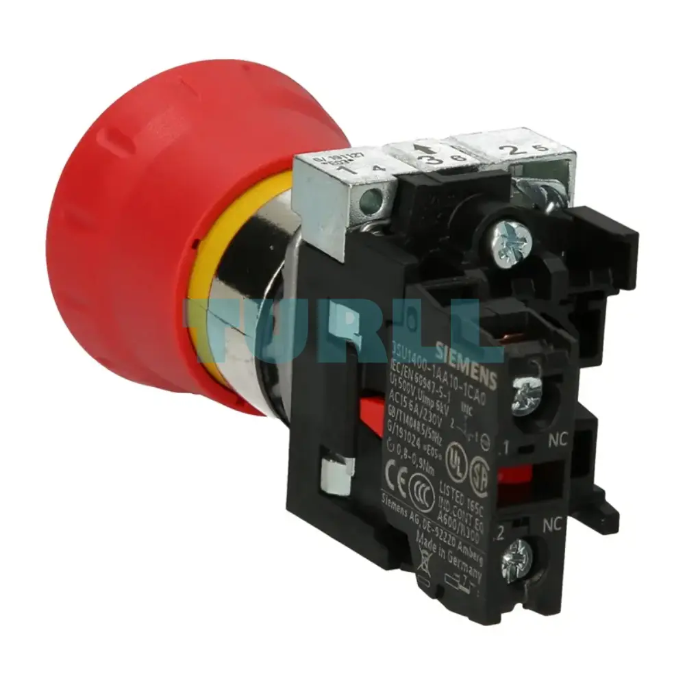 Siemens 3SU1150-1HB20-1CH0 Emergency Stop Mushroom Actuator, 40mm Red Metal Original Brand New 4 Siemens 3SU1150-1HB20-1CH0 Emergency Stop Mushroom Actuator, 40mm Red Metal