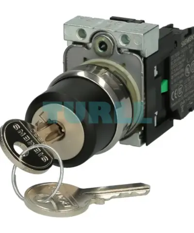 Siemens 3SU1150-4BF11-1BA0 RONIS Key-Operated Switch, 22mm, Metal, 2 Keys, 2 Positions