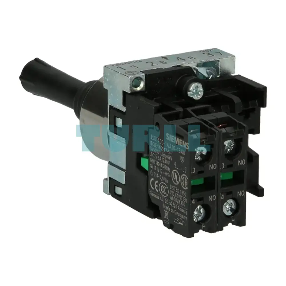 Siemens 3SU1150-7AA88-1NA0 Coordinate Switch, 22 mm Metal Round, Black, 2-Position, Horizontal Latching Original Brand New 2 Siemens 3SU1150-7AA88-1NA0 Coordinate Switch, 22 mm Metal Round, Black, 2-Position, Horizontal Latching