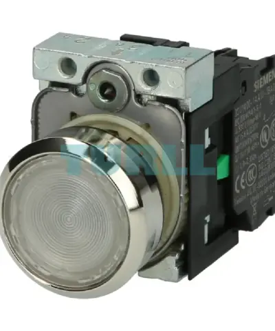 Siemens 3SU1152-0AB70-1BA0 Illuminated Pushbutton, 22 mm, Clear Flat Momentary Pushbutton, 24V AC/DC